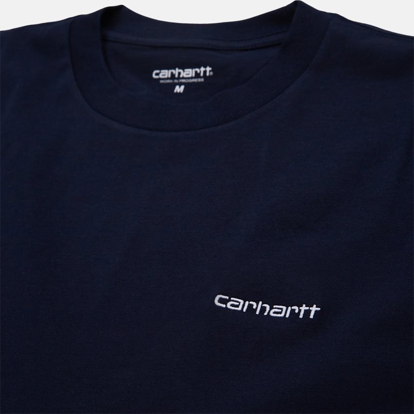 Carhartt WIP T-shirts S/S SCRIPT EMBROIDERY. T-SHIRT I030435 ATOM BLUE/WHITE